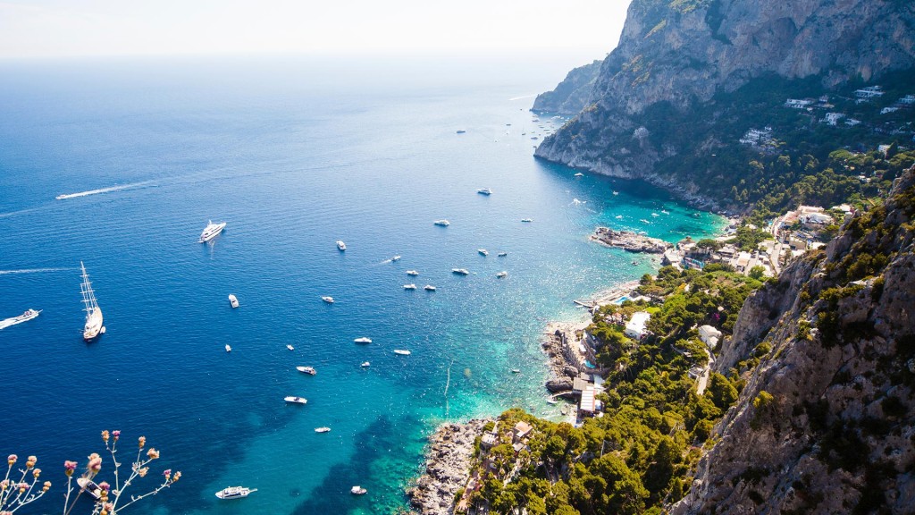 Yachts anchored on luxury yacht charter Italy