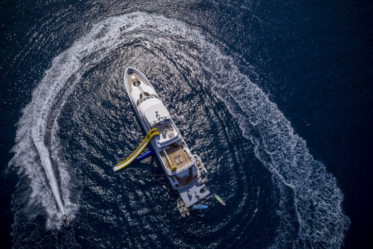 m/y endless summer yacht for charter sailing bird view