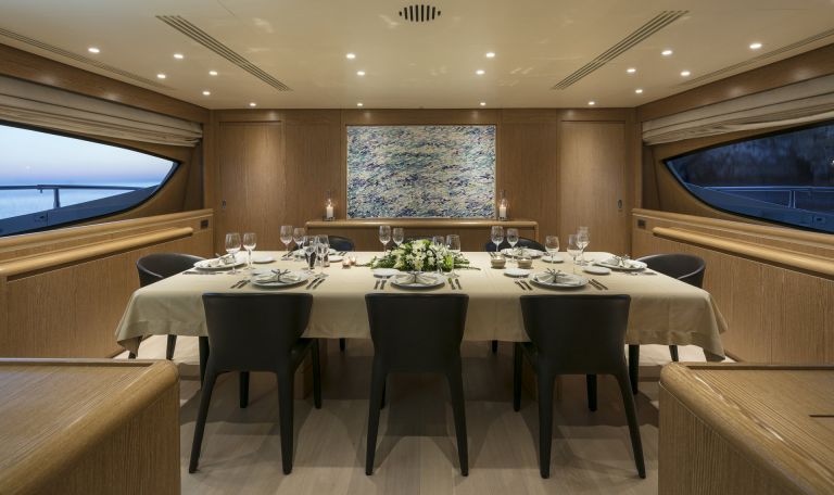 M/Y RINI V yacht for charter set dining table