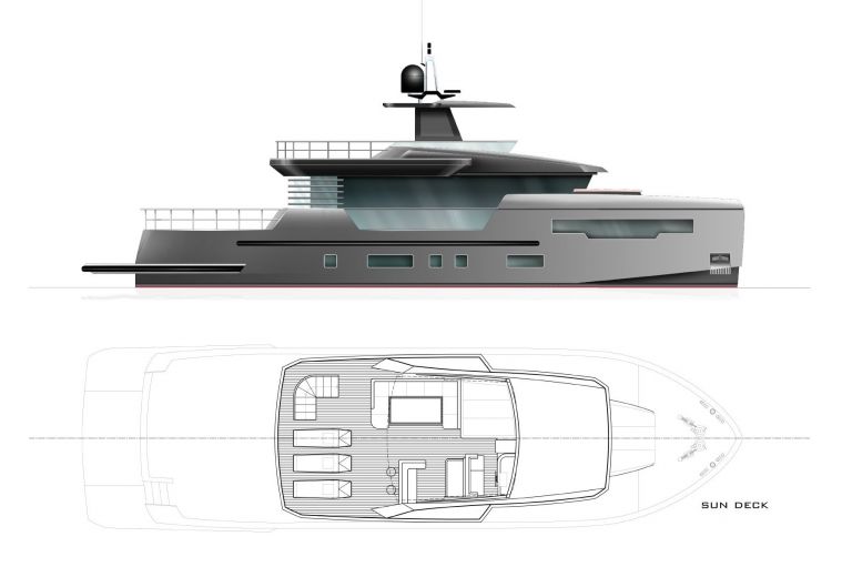 Profile Rendering of M/Y Fast Cruise 22 New Build Yacht for Sale