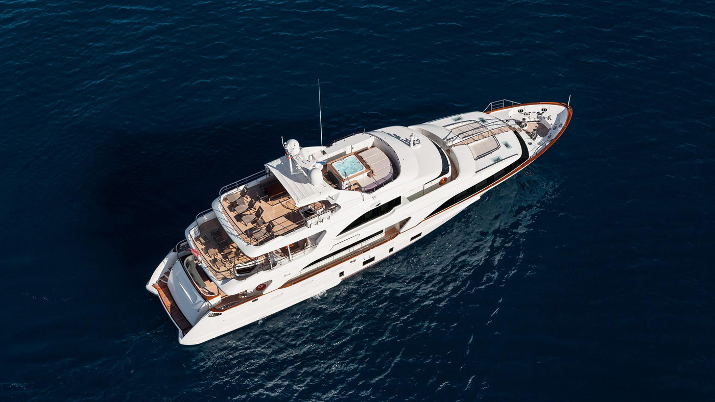 Drone view of Benetti yacht for sale Yachtzoo